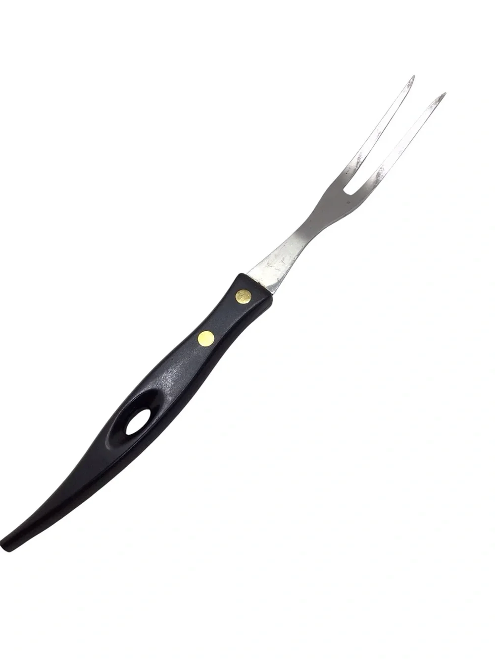 Vintage Stanley Meat Carving Fork Stainless Steel Black Handle USA Utensil